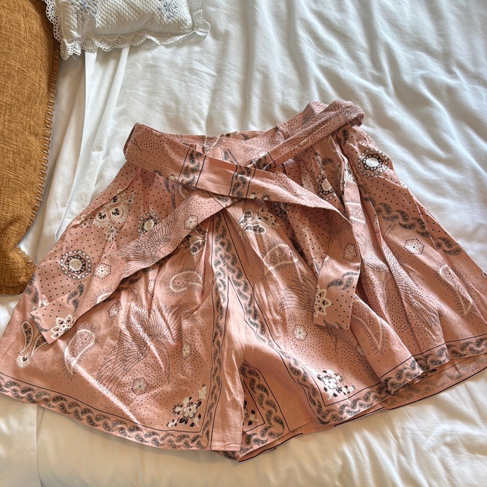 Sandro Pink Mini Bubble Shorts with Tie Front for Cocktail